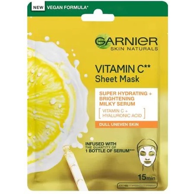 Garnier Skin Naturals Vitamin C Sheet Mask хидратираща и изсветляваща маска от плат за жени