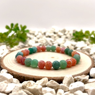 Certom Minerální náramek zelený a červený matný achát | Vitalita, energie 0217