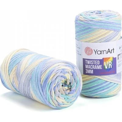 YarnArt Twisted Macrame 3mm rozčesávací VR 924 žluto-zeleno-modrá
