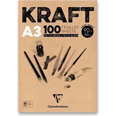 Clairefontaine Blok Brown Kraft A3 100 listů, 90 g