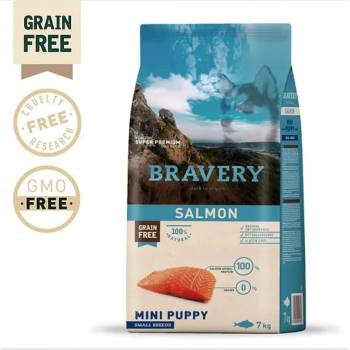 Bravery Salmon Mini Breeds Puppy/Junior - Пълноценна храна подрастващи кученца от дребни и мини породи със сьомга 7 кг