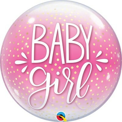Qualatex Bublina Baby girl ružová a konfety 22" 56 cm