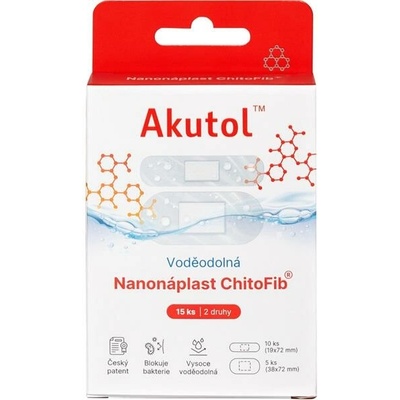AKUTOL Nanonáplasť ChitoFib vodeodolné balenie 15 ks