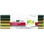 Tombow Маркер Tombow алкохолен ABT PRO с двойна четка 5P-5 зелени цветове (5) (ABTP-5P-6)