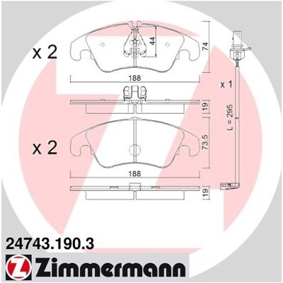 ZIMMERMANN Sada brzdových platničiek kotúčovej brzdy 247431903