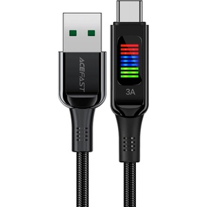 ACEFAST Здрав кабел с дисплей и бързо зареждане за устройства с USB-C порт - Acefast C7-04 Display USB-А to USB-C Cable 60W (черен) (120 см) (C7-04)