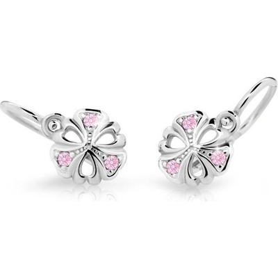 Danfil detské náušnice kvetiny C2230 z bieleho zlata pink brizura