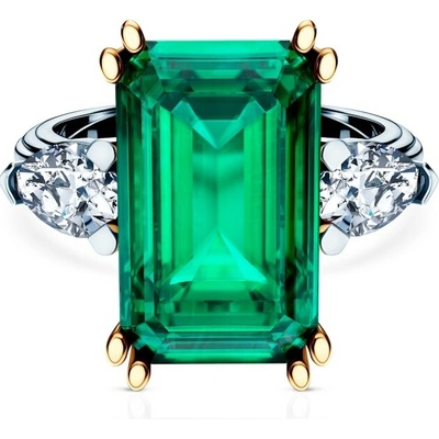 Savicki Prsteň dvojfarebné zlato smaragd diamanty SAVDESSZM563