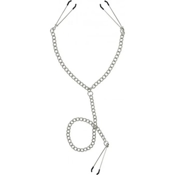 Image 1 of Master Series Щипки тип пинцети за зърна и клитор свързани с верижка