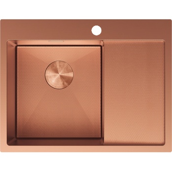 Mexen Exar стоманена мивка с 1 камера и отцедник, лява 620 x 480 mm, мед HC (6431621005L-65HC)