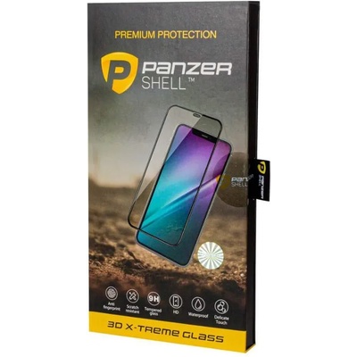 Panzer PanzerShell 3D X-treme Glass Full Screen Curved Tempered Glass - калено стъклено защитно покритие за iPhone SE (2022), iPhone SE (2020), iPhone 8, iPhone 7 (черен-прозрачен)