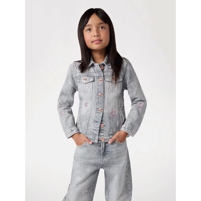 GUESS Деним сиво яке за момиче с цветни камъчета Guess