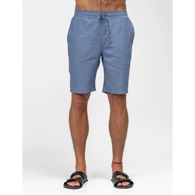 TallGuys pánské prodloužené lněné kraťasy Blue gray