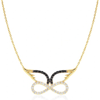 SAVICKI Колие със знак безкрайност, крила Savicki: злато, диаманти, черни диаманти