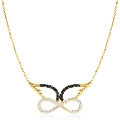 SAVICKI Колие със знак безкрайност, крила Savicki: злато, диаманти, черни диаманти