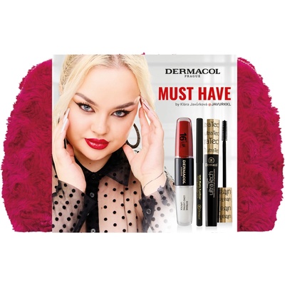 Dermacol Javurkkl Dermacol 16H Lip Colour 2 x 4 ml + Dermacol 16H Matic Eyeliner automatická ceruzka na oči 3 g + Dermacol UltraTech Mascara predlžujúca riasenka 10 ml