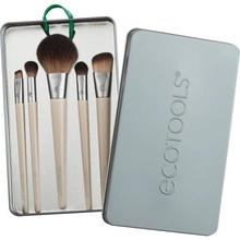 EcoTools Start The Day Beautifully štetec na make-up + štetec na tieňovanie a prechody + štetec na tieňovanie a prechody + skosený štetec na očnú linku + štetec na lícenku + puzdro na štetce