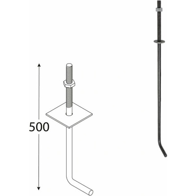 Domax SK stavebná kotva 500 500 mm x M12 10 ks