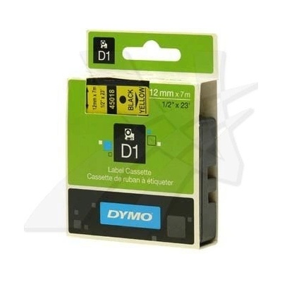 Páska do tiskárny štítku DYMO, 45018, S0720580, 12mm, 7m, černý tisk/žlutý podk., D1 45018