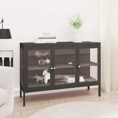 vidaXL 11461.336069 příborník antracitový 105 x 35 x 70 cm ocel a sklo