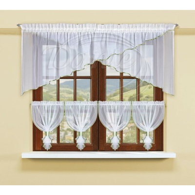 RENDY voálový set s lemováním - zelený lem - 70cm x 300cm + 4x(50x105)cm