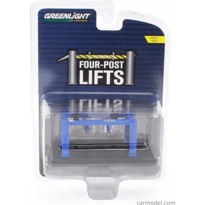 Greenlight Accessories Garage Set Officina Ponte Sollevatore Auto Four Post Lift Blue 1:64