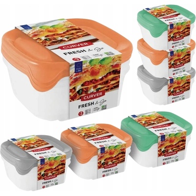 Curver Square Dóza mint sivá broskyňová 3 x 800 ml 15,5 x 15,5 x 11 cm