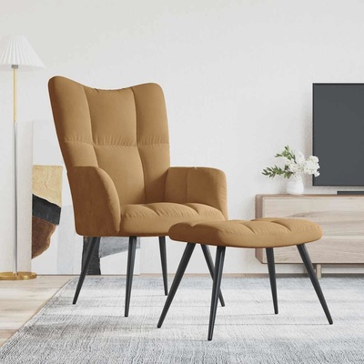 vidaXL 328092 relaxační se stoličkou hnědé samet