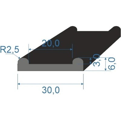 05353364 Pryžový profil tvaru "U", 30x6/20mm, 45°Sh, EPDM, -40°C/+100°C, černý – Zboží Mobilmania