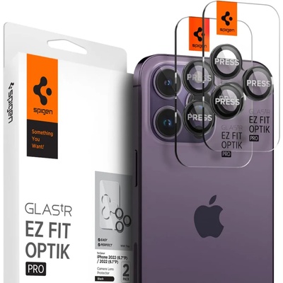 Spigen Протектор за камера за iPhone 14 Pro / iPhone 14 Pro Max (комплект 2) - Spigen Glas. tR Optik EZ Fit Pro - Черен