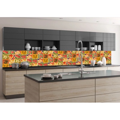 Dimex KI-350-166 Samolepicí fototapeta na kuchyňskou linku Malované kachličky rozměry 350 x 60