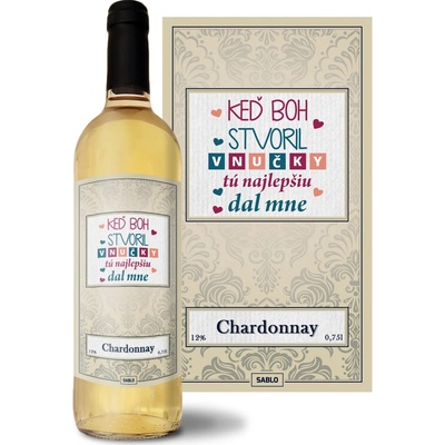 Sablio Keď Boh stvoril vnučky Chardonnay biele suché víno 12 % 0,75 l (čistá fľaša)