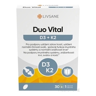 LIVSANE Duo Vital D3 + K2 D3 25μg a K2 75μg 30 kapsúl