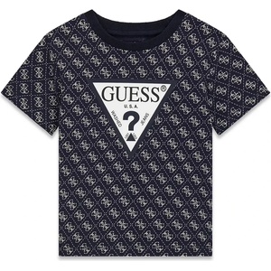GUESS Тъмно синя тениска за мини момче с контрастни лога Guess