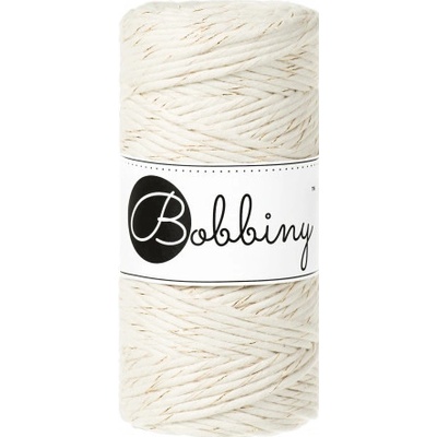 Bobbiny Macrame Regular 3mm - natural so zlatou nitkou