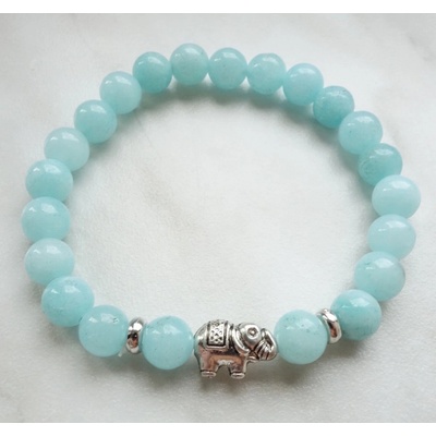 Woodrow náramek z korálků Slon Aquamarine štěstí 2409