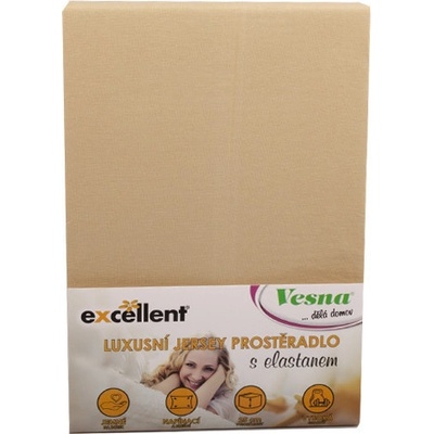 Vesna Luxusní prostěradlo jersey s elastanem béžové 180x200x35