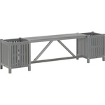 vidaXL Градинска пейка с 2 плантера, 150 см, акация масив, сива (311823)