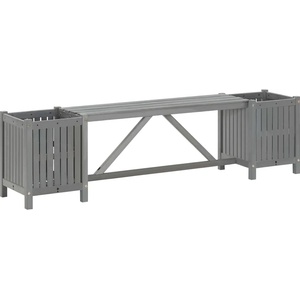 vidaXL Градинска пейка с 2 плантера, 150 см, акация масив, сива (311823)