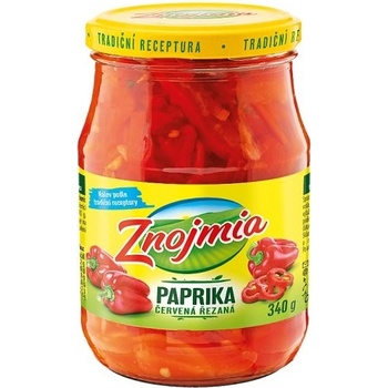 Znojmia Paprika červená řezaná sterilovaná v kořeněném sladkokyselém nálevu 340g