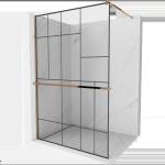 Mexen Kioto+ душ стена с рафт Walk-in 120 x 200 см, черен узор, розово злато (800-120-121-60-78)