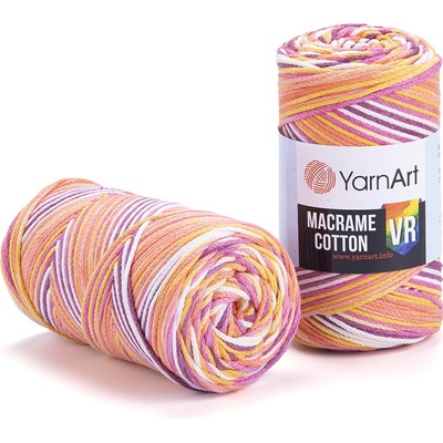 Yarn Art Macrame Cotton VR 912 žlutá, meruňková, vínová, růžová