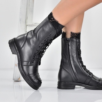 Tinti Shoes Дамски кубинки с дантела Nina black