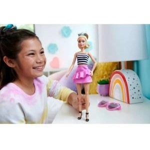 Mattel Barbie Fashionista Top Striped Pink Skirt doll