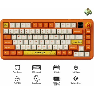 Ajazz AK820 MAX Avocado Switch oranžovo-biela