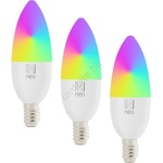 Immax 07808C - Комплект 3 бр. димируеми LED RGB+CCT крушки E14/4, 8W/230V (IM1544)