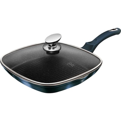 BerlingerHaus Grilovací pánev s mramorovým povrchem a poklicí METALLIC LINE AQUAMARINE EDITION 28 cm