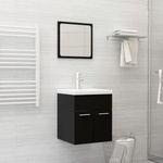 vidaXL Комплект мебели за баня, 2 бр, черен, ПДЧ (804774)