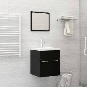 vidaXL Комплект мебели за баня, 2 бр, черен, ПДЧ (804774)