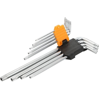 TOLSEN TOOLS Комплект ключове TORX Extra дълги CrV, с отвор 9 части T10 - T50 TOLSEN ТЛС20057Т